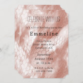 Rose Rosa Schlangenhaut Einladung (Vorne/Hinten)