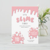 Rose Rosa Schleim Party Einladung (Stehend Vorderseite)