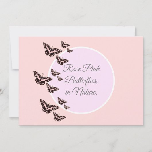 Rose Rosa Schmetterlinge Einladung (Vorderseite)
