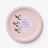 Rose Rosa Schmetterlinge Pappteller (Vorderseite)