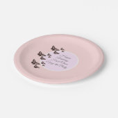 Rose Rosa Schmetterlinge Pappteller (Schrägansicht)