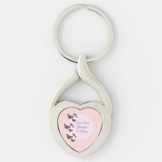 Rose Rosa Schmetterlinge Schlüsselanhänger (Vorderseite)
