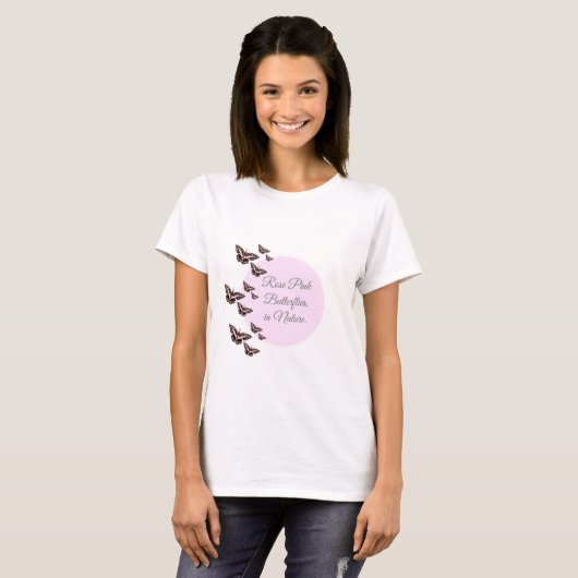 Rose Rosa Schmetterlinge T-Shirt (Vorne ganz)