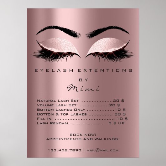 Rose Rosa Schminken Augen Lashes Preise Poster (Vorne)