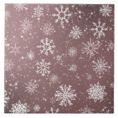 Rose Rosa Schneeflocken Fliese (Vorderseite)