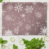 Rose Rosa Schneeflocken Geschirrtuch (Gefaltet)