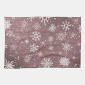 Rose Rosa Schneeflocken Geschirrtuch (Horizontal)