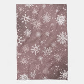 Rose Rosa Schneeflocken Geschirrtuch (Vertikal)