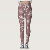 Rose Rosa Schneeflocken Leggings (Vorderseite)