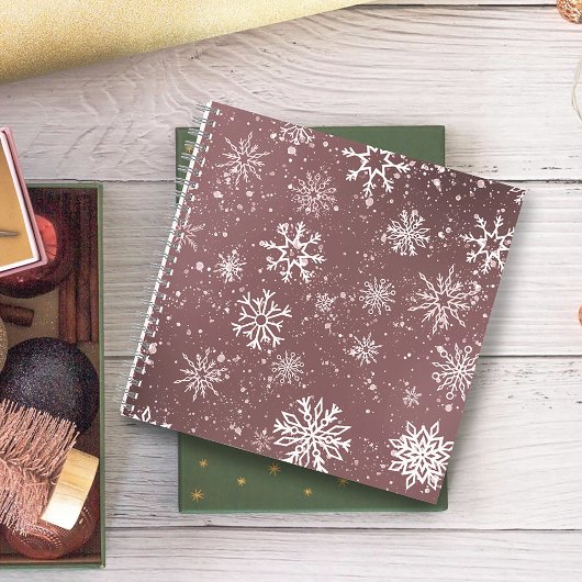 Rose Rosa Schneeflocken Notizblock