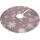 Rose Rosa Schneeflocken Polyester Weihnachtsbaumdecke (Schrägansicht)