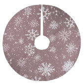 Rose Rosa Schneeflocken Polyester Weihnachtsbaumdecke (Vorderseite)