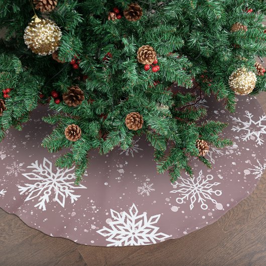 Rose Rosa Schneeflocken Polyester Weihnachtsbaumdecke