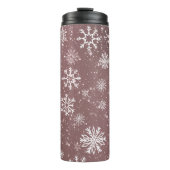 Rose Rosa Schneeflocken Thermosbecher (Vorderseite)