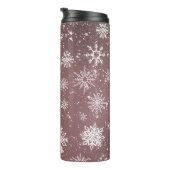Rose Rosa Schneeflocken Thermosbecher (Nach rechts gedreht)