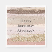 Rose Rosa Schokolade Rosa Glitzer Geburtstag Serviette (Vorderseite)