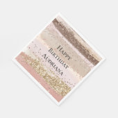 Rose Rosa Schokolade Rosa Glitzer Geburtstag Serviette (Ecke)