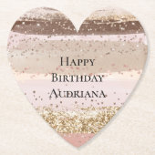 Rose Rosa Schokolade Rosa Glitzer Geburtstag Untersetzer (Vorderseite)