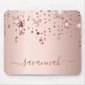 Rose Rosa Sterne Monogramm Mousepad (Vorne)