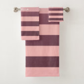 Rose Rosa Streifen Badhandtuch Set (Insitu)