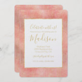 Rose Rosa Streifen Einladung (Vorne/Hinten)