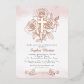 Rose Rosa-Taufe Folieneinladung (Vorderseite)