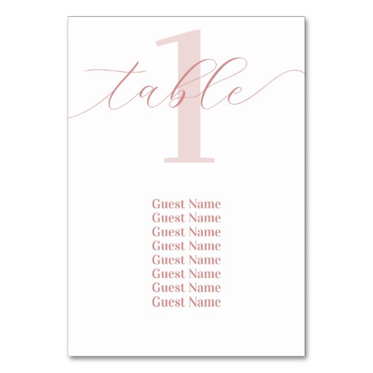 Rose Rosa Tischnummer Hochzeitstabelle (Rückseite)