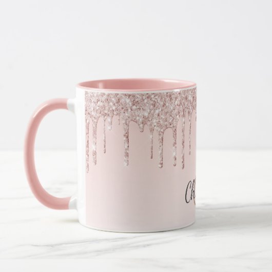 Rose Rosa Tropfen Monogramm Initialen Tasse (Links)