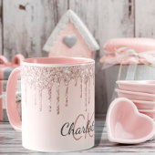 Rose Rosa Tropfen Monogramm Initialen Tasse