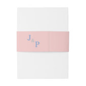 Rose rosa und blaue Pastete Monogramm Einladungsbanderole (Rückseitenbeispiel)