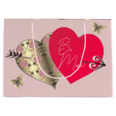 Rose Rosa und Bronze Herzlich Willkommen am Valent Große Geschenktüte (Vorderseite)