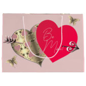 Rose Rosa und Bronze Herzlich Willkommen am Valent Große Geschenktüte (Rückseite)