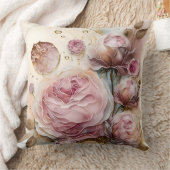 Rose Rosa und Burgund Wasserfarben erweitert Kissen (Decke)