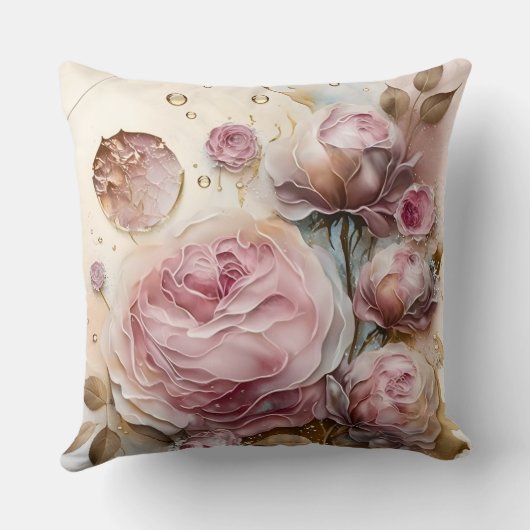 Rose Rosa und Burgund Wasserfarben erweitert Kissen (Rückseite)