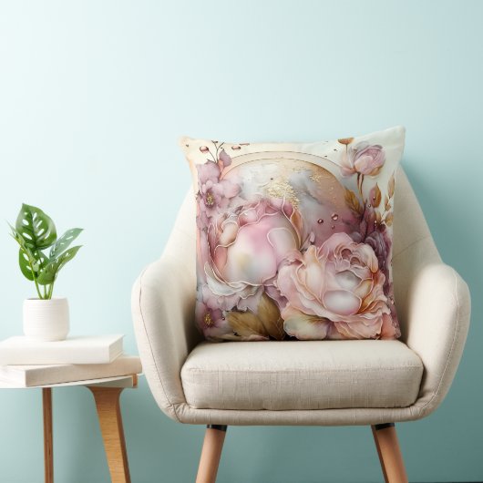 Rose Rosa und Burgund Wasserfarben erweitert Kissen (Stuhl )