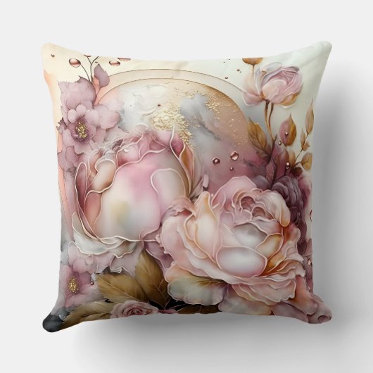 Rose Rosa und Burgund Wasserfarben erweitert Kissen (Rückseite)