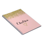 Rose Rosa und Gold Glitzer Kaskadenwickler Notizblock (Rechte Seite)