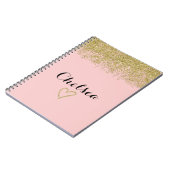 Rose Rosa und Gold Glitzer Kaskadenwickler Notizblock (Linke Seite)