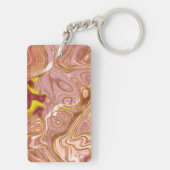 Rose Rosa und Goldmarmor Monogram Schlüsselanhänge Schlüsselanhänger (Rückseite)