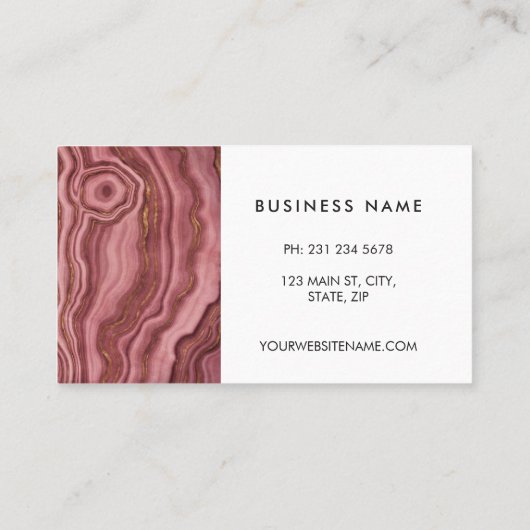 Rose Rosa und Goldmarmorstein Visitenkarte (Rückseite)