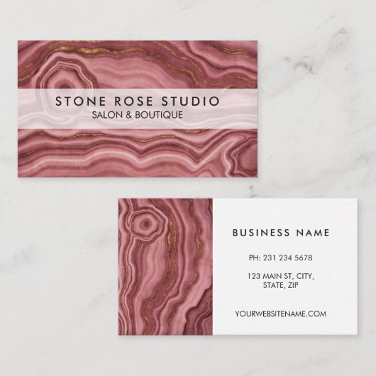 Rose Rosa und Goldmarmorstein Visitenkarte (Vorne/Hinten)