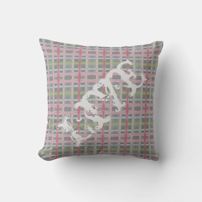 Rose Rosa und grüne Dekoratoren Kissen (Vorderseite)