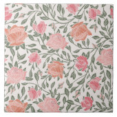 Rose Rosa und Korallen Nahtlose Design-Datei 6x6 Fliese (Vorderseite)