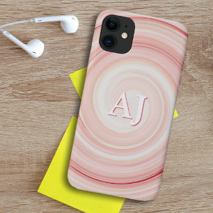 Rose Rosa und Korallenspirale Modernes Anfangsmono Case-Mate iPhone Hülle