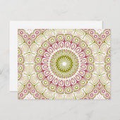 Rose Rosa und Olivgrün Mandala Medallion Postkarte (Vorne/Hinten)