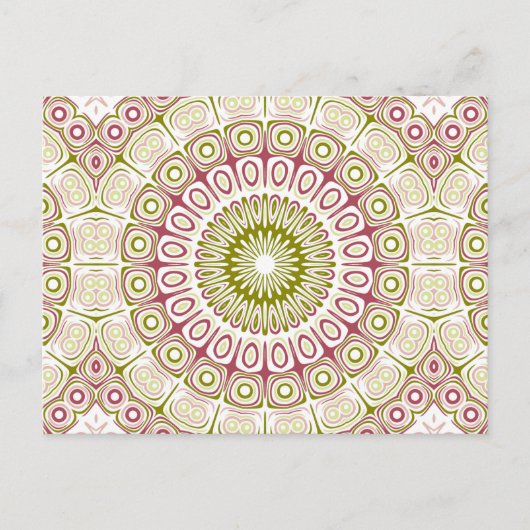Rose Rosa und Olivgrün Mandala Medallion Postkarte (Vorderseite)
