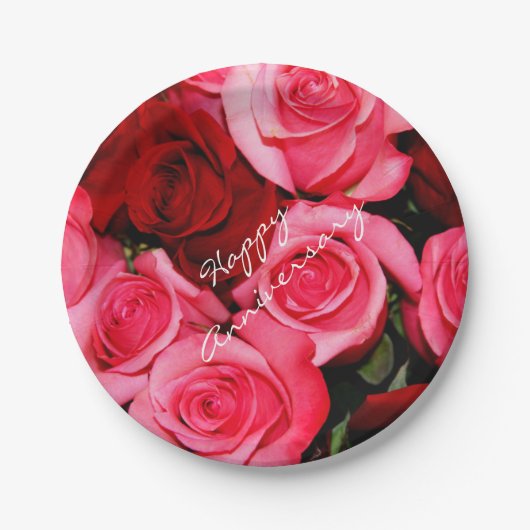 Rose, Rosa- und Rot-Papier-Party-Teller Pappteller (Vorderseite)