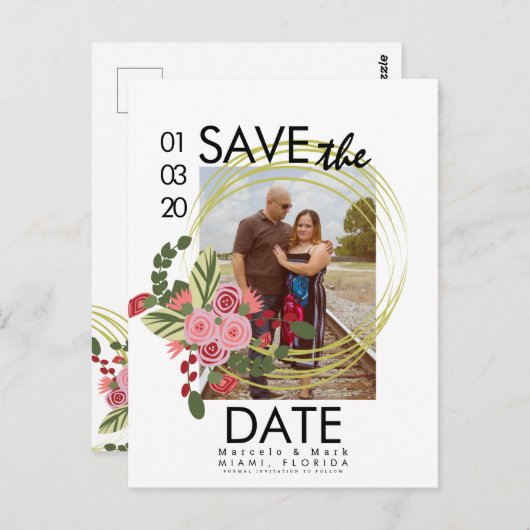 Rose Rosa und Rot Speichern Sie das Foto Daten Pos Postkarte (Vorne/Hinten)