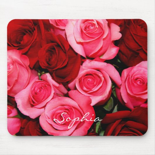Rose, rosa und rotes Computermousepad Mousepad (Vorne)
