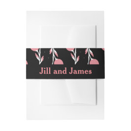 Rose Rosa und Schwarzer Blume Einladungsbanderole